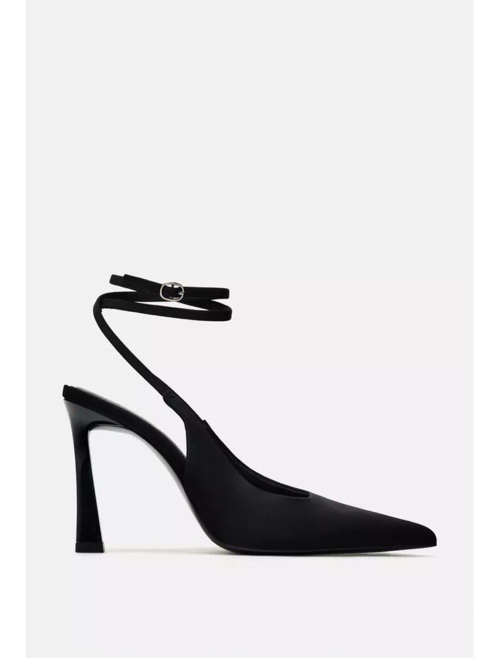 Zara Black Pointed Toe Ankle-Strap Heels